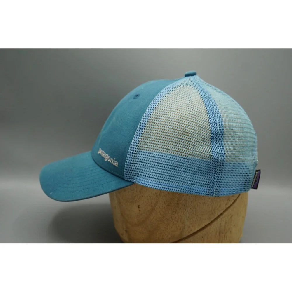 Patagonia Trucker Hat Teal Blue Mesh Snapback Organic Cotton Logo Cap